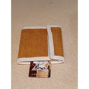 Isha Craft Canvas Bifold Wallet Unisex OS Woven Hook Loop Closure Mustard Cream